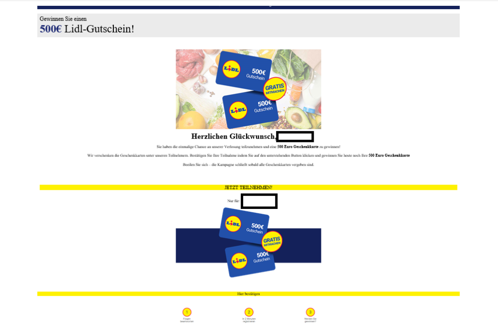 Gefälschte E-Mail von LIDL