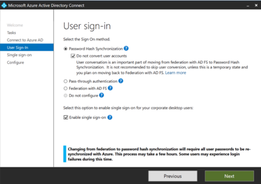 Azure AD Connect User-Sign-In SSSO