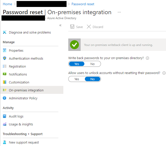 Azure AD Password reset